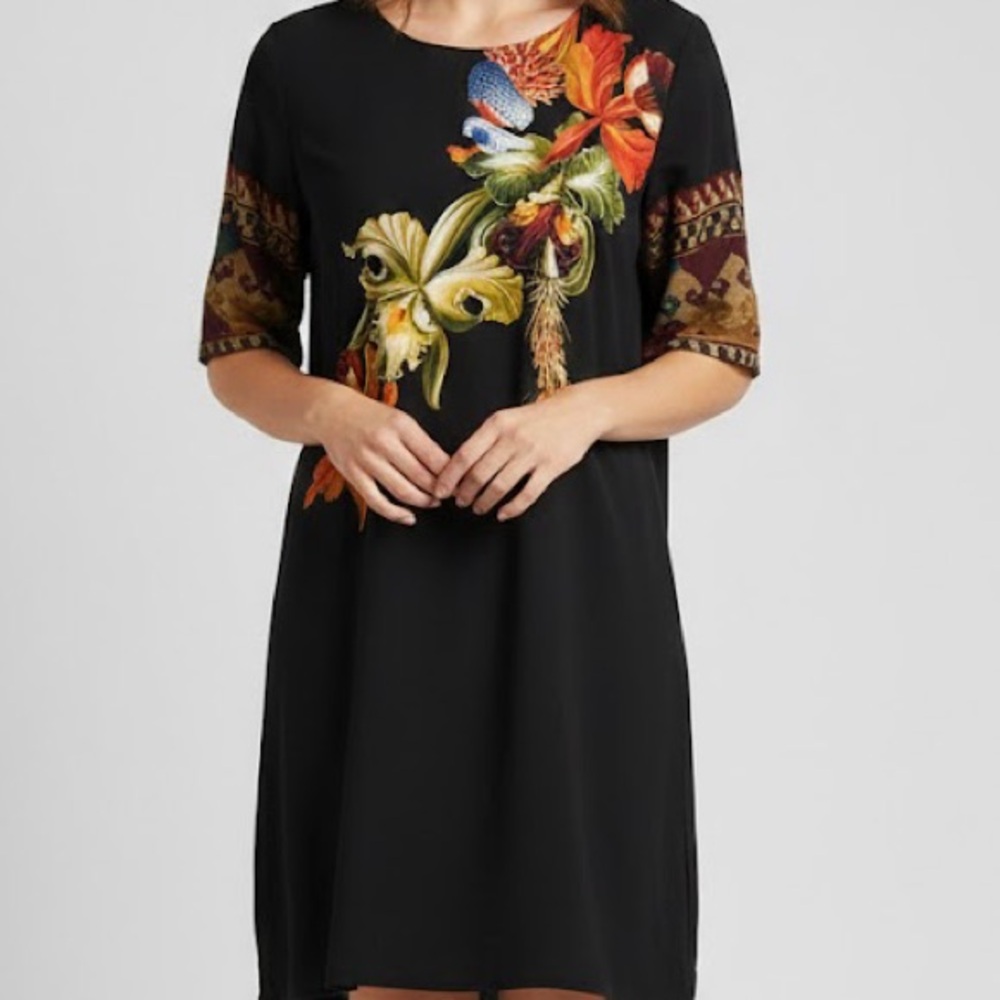 DESIGUAL Black Floral Shift Dress